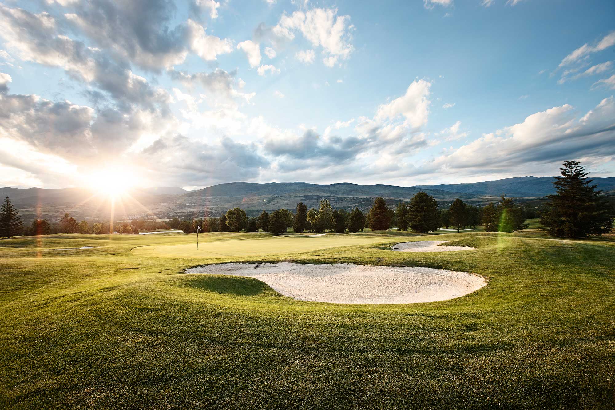 Sunrise over a golf course