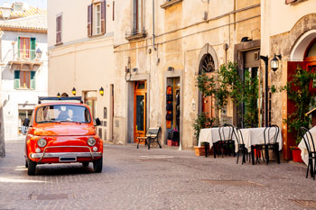 A red car in italy